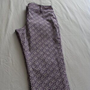 TALBOTS Purple & White Graphic Print CROP Capri Pant Sz 8P (20.5 Inseam)
